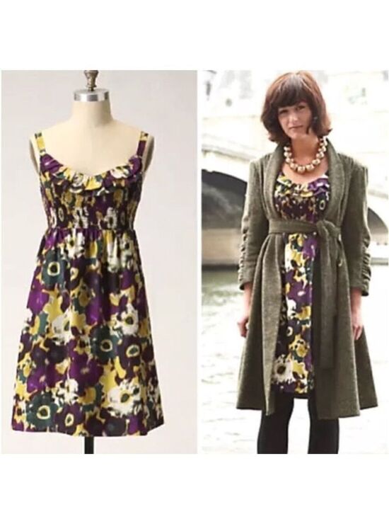Anthropologie Dresses & Skirts - Anthropologie Purple and Yellow Floral Dress